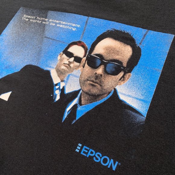 VINTAGE Epson Home Entertainment Shirt Adult Large Black The Matrix Parody 90s - Picture 6 of 11